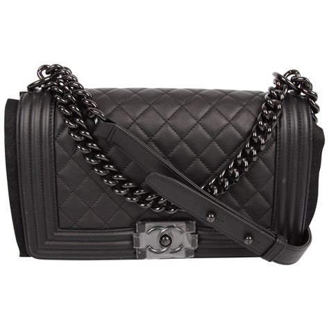 chanel so black chevron boy|Chanel black boyfriend bag.